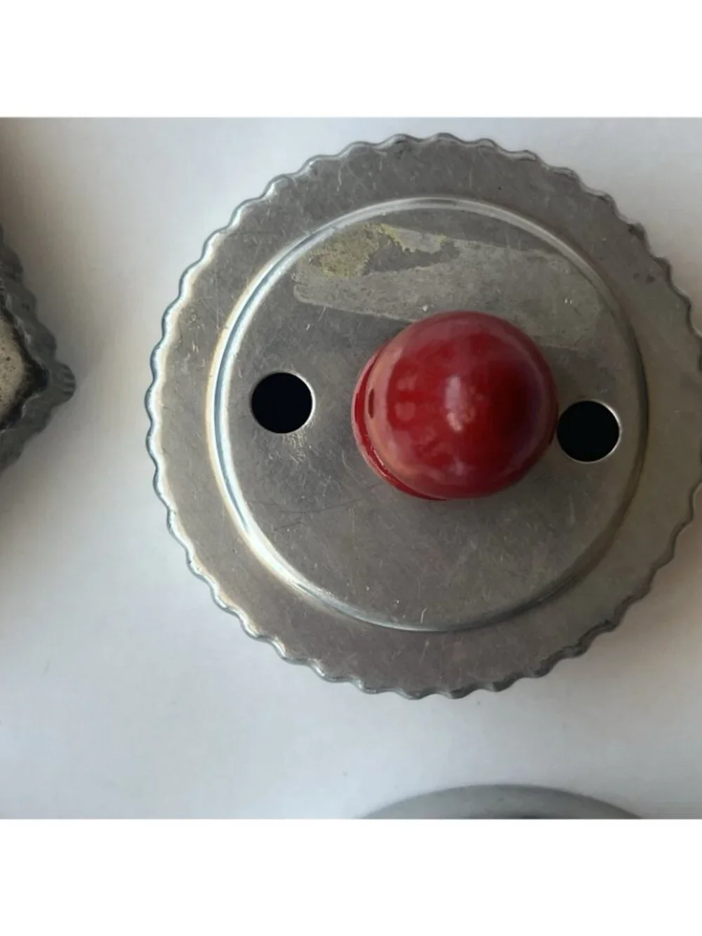Vintage 12 Aluminum Cookie Cutters Red Handle Knobs Baking Retro Kitchen Decor